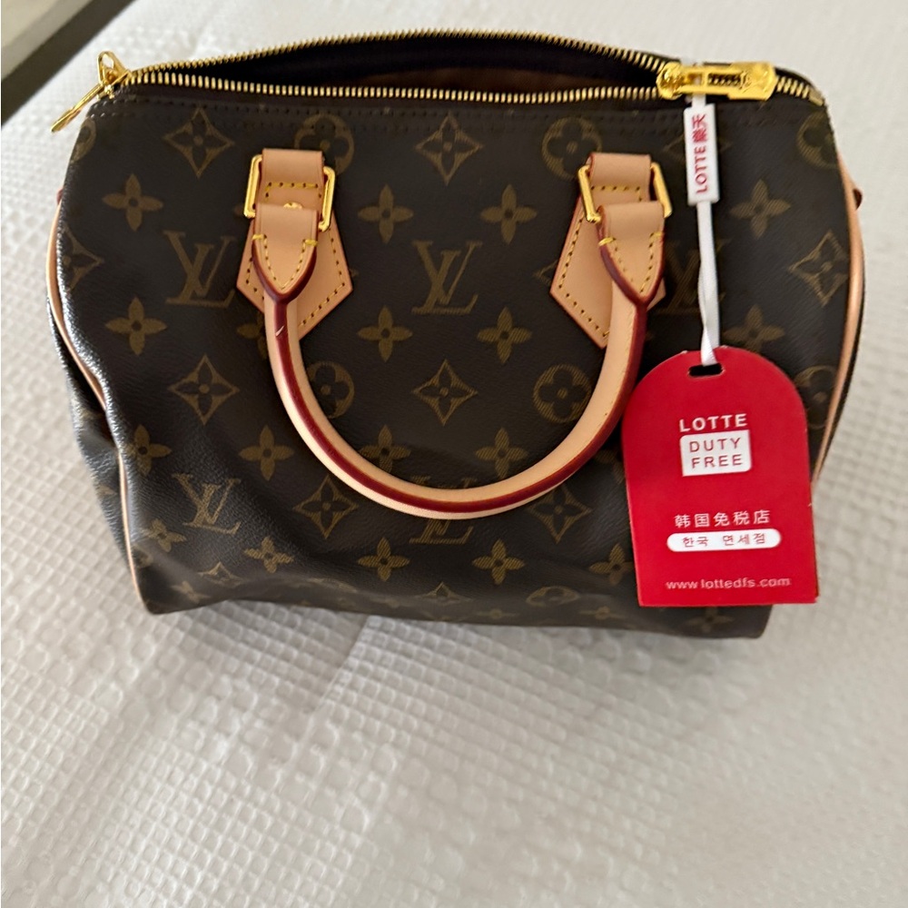 Louis Vuitton Brown and Gold Satchel Speedy 25